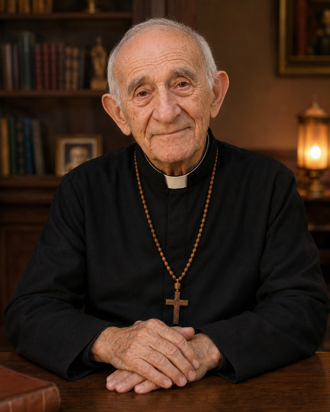 Padre Elías escribiendo en su diario